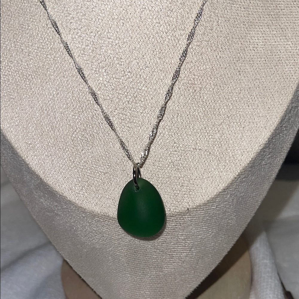 Elegant Green sea glass Pendant Necklace